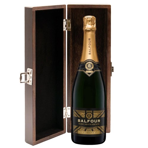 Balfour Leslies Reserve Gold English Sparkling 75cl in Elm Wood Gift Box